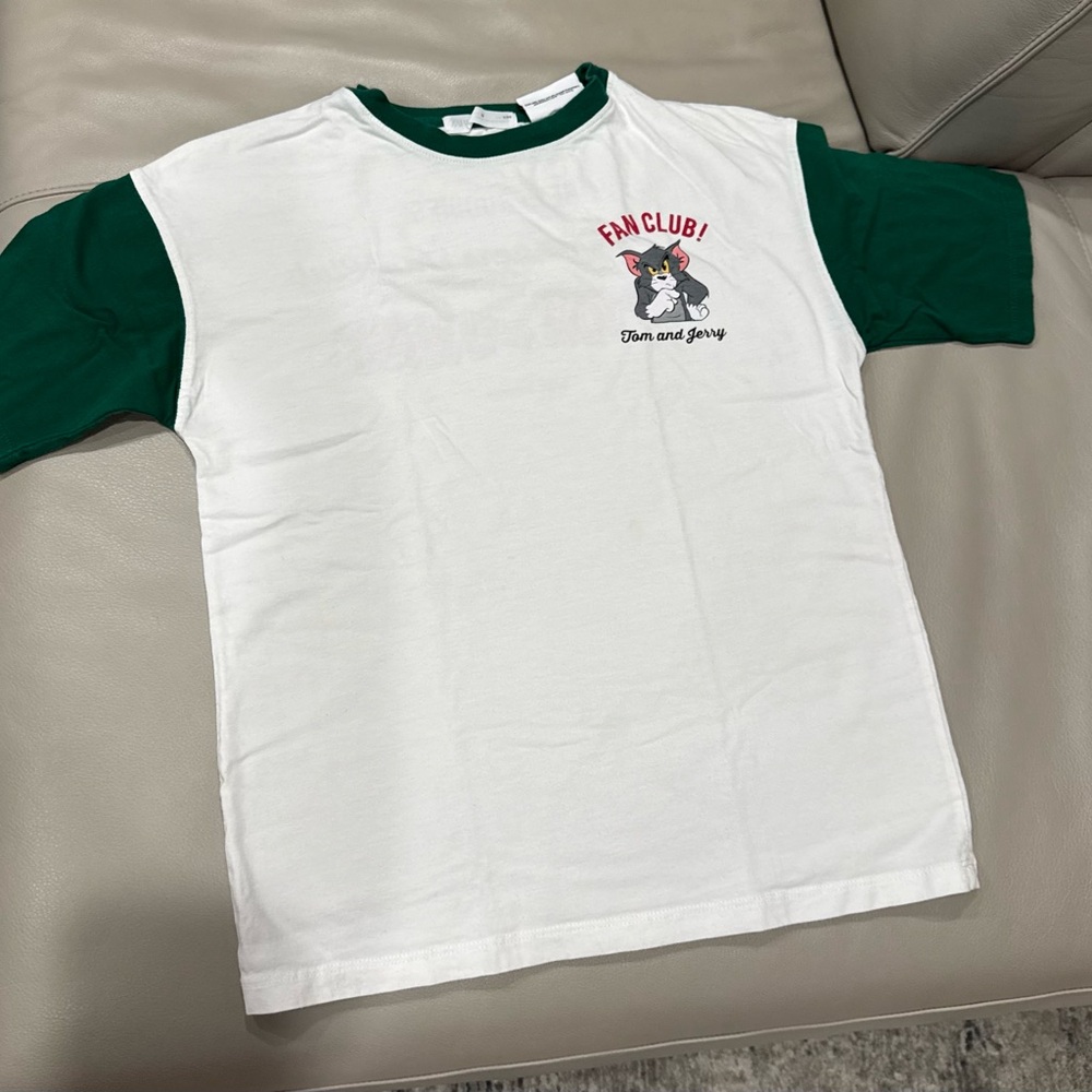 Zara White and Green Tom and Jerry Tee